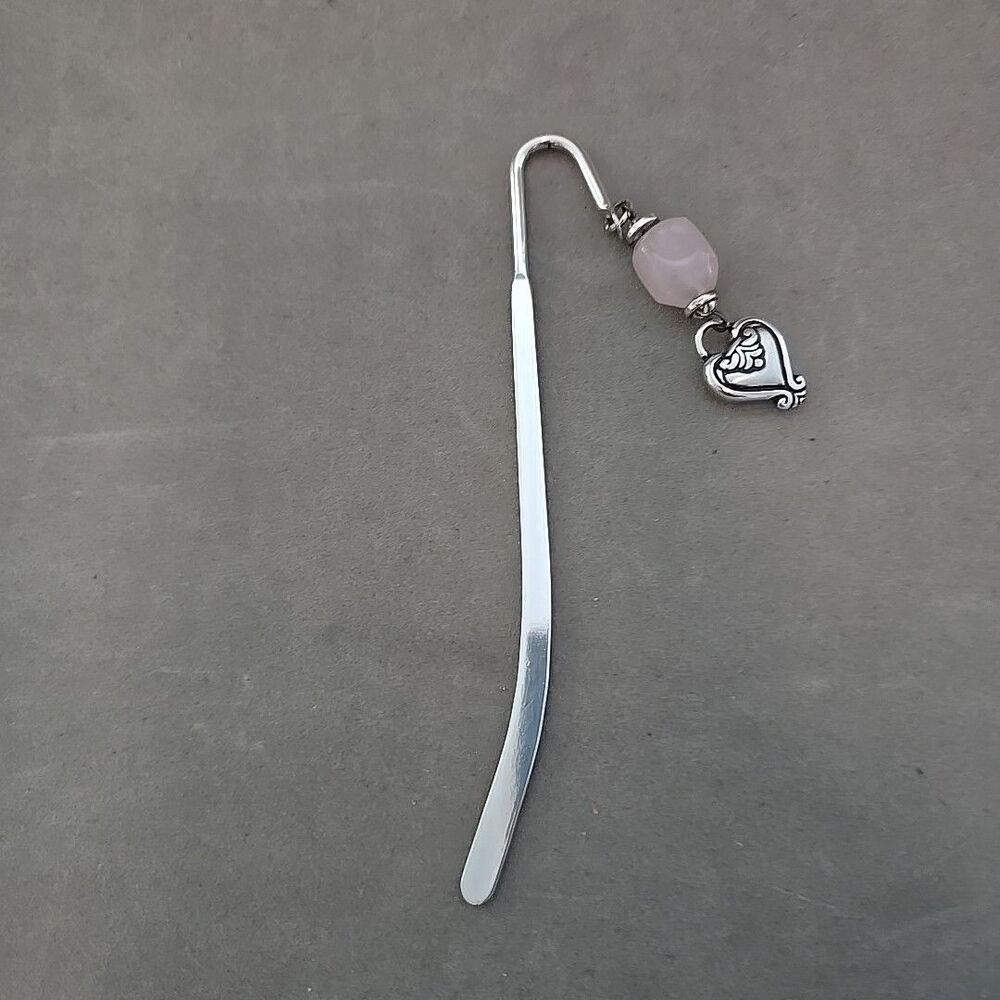 Brighton Blaire Pink Bead Brushed Silver Heart Book Mark - Picture 4 of 5